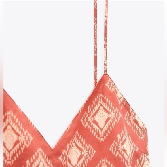 Zara LONG PRINT JUMPSUIT TERRACOTTA SZ US XL - Picture 9 of 11